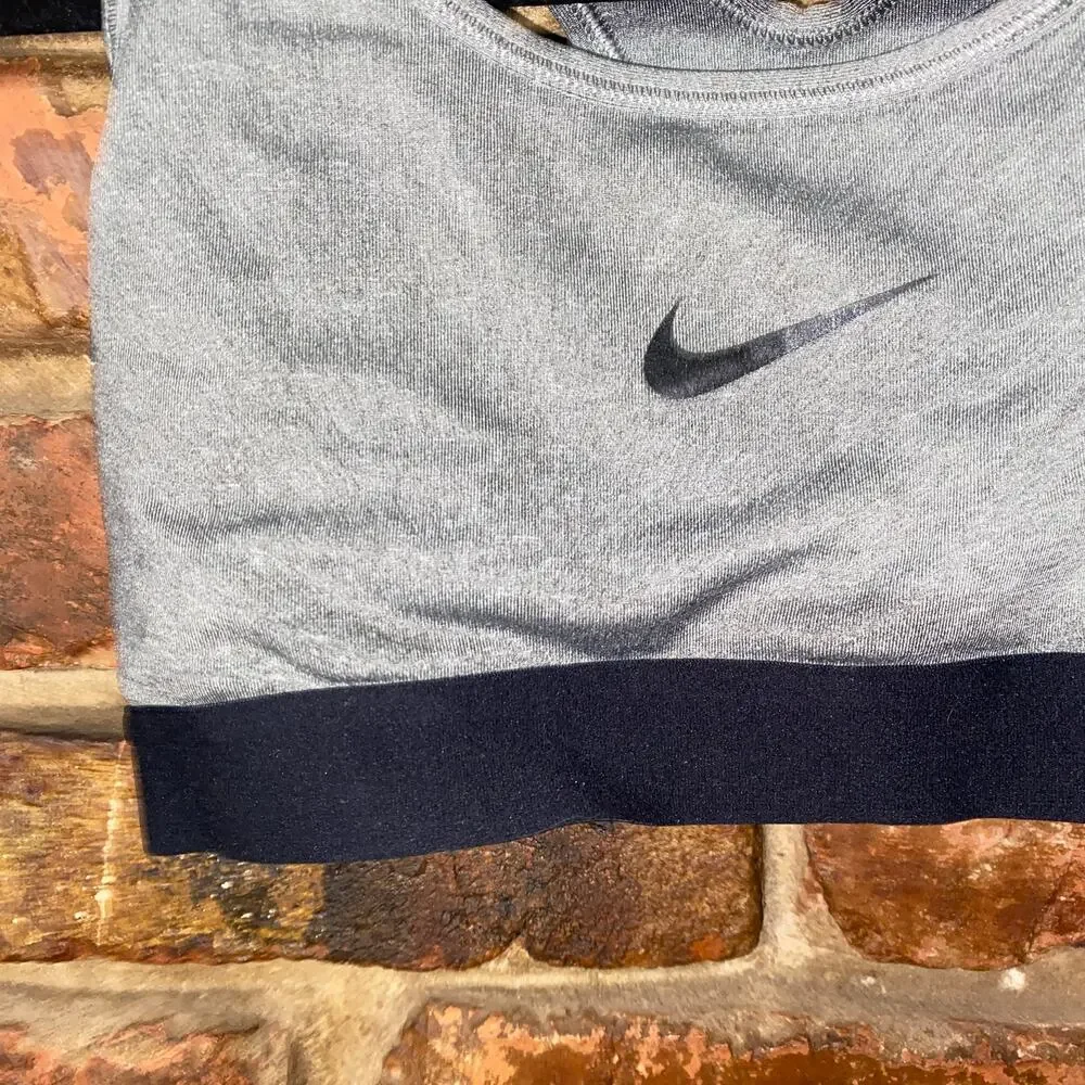 Nike Pro Classic Gray Black Dri-Fit Racerback Sports Bra Women's Size XS